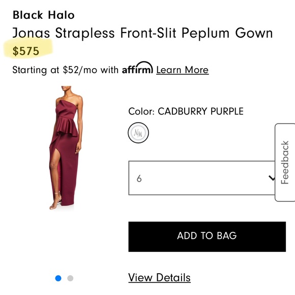 Black Halo Strapless Red Gown Dress - Picture 3 of 7